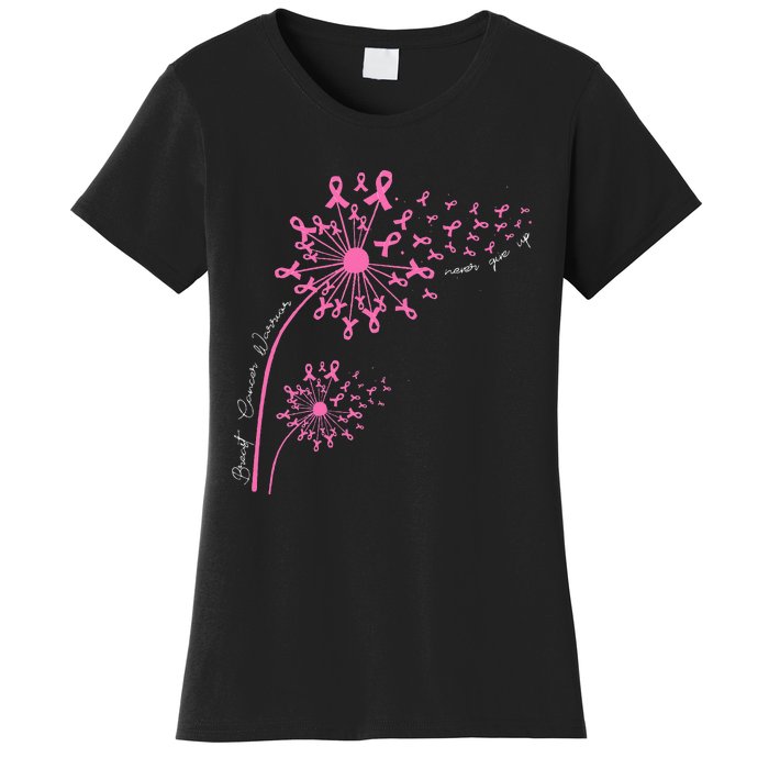 Dandelion Pink Flower Ribbon Breast Cancer Awareness 's Women's T-Shirt