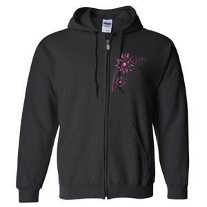 Dandelion Pink Flower Ribbon Breast Cancer Awareness 's Full Zip Hoodie