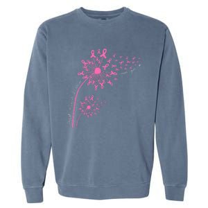 Dandelion Pink Flower Ribbon Breast Cancer Awareness 's Garment-Dyed Sweatshirt