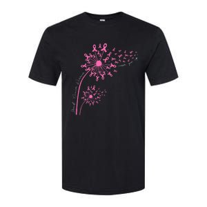 Dandelion Pink Flower Ribbon Breast Cancer Awareness 's Softstyle CVC T-Shirt