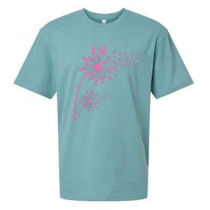 Dandelion Pink Flower Ribbon Breast Cancer Awareness 's Sueded Cloud Jersey T-Shirt