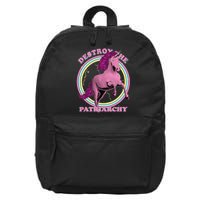 Destroy Patriarchy Feminism Unicorn Feminist Empowered 16 in Basic Backpack