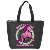 Destroy Patriarchy Feminism Unicorn Feminist Empowered Zip Tote Bag