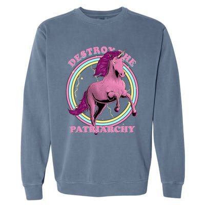 Destroy Patriarchy Feminism Unicorn Feminist Empowered Garment-Dyed Sweatshirt