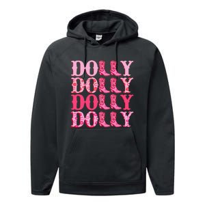 Dolly Personalize First Name Groovy Cowboy Boots Performance Fleece Hoodie