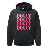 Dolly Personalize First Name Groovy Cowboy Boots Performance Fleece Hoodie