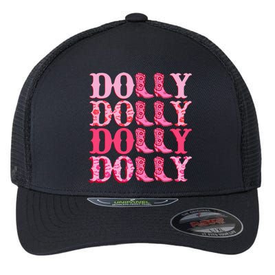 Dolly Personalize First Name Groovy Cowboy Boots Flexfit Unipanel Trucker Cap