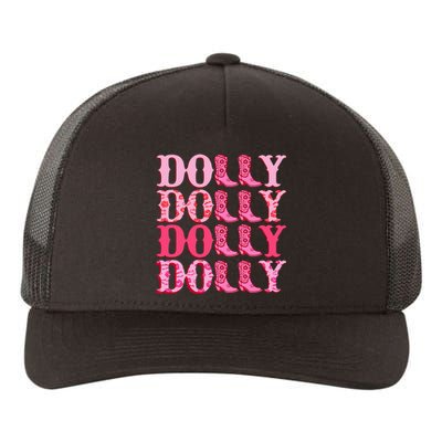 Dolly Personalize First Name Groovy Cowboy Boots Yupoong Adult 5-Panel Trucker Hat