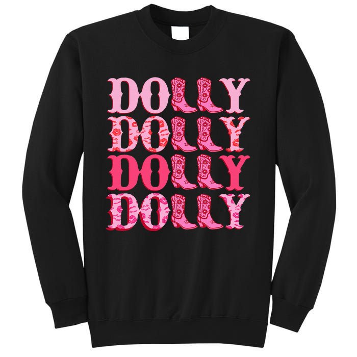 Dolly Personalize First Name Groovy Cowboy Boots Sweatshirt