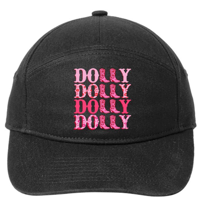 Dolly Personalize First Name Groovy Cowboy Boots 7-Panel Snapback Hat