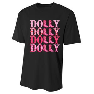 Dolly Personalize First Name Groovy Cowboy Boots Performance Sprint T-Shirt