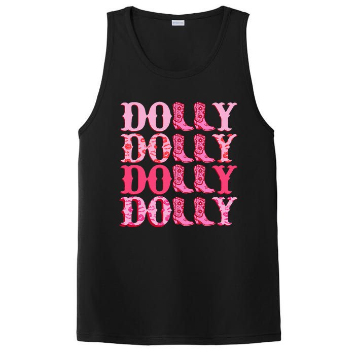 Dolly Personalize First Name Groovy Cowboy Boots PosiCharge Competitor Tank