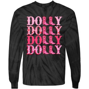 Dolly Personalize First Name Groovy Cowboy Boots Tie-Dye Long Sleeve Shirt