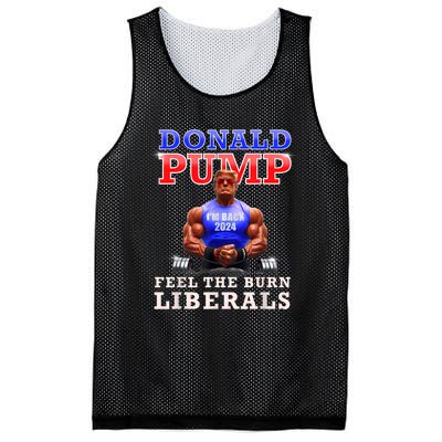 Donald Pump Funny Trump Feel The Burn Liberals 2024 Mesh Reversible Basketball Jersey Tank