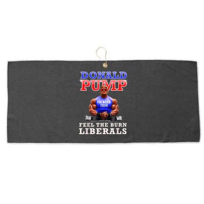 Donald Pump Funny Trump Feel The Burn Liberals 2024 Large Microfiber Waffle Golf Towel