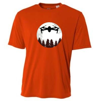 Drone Pilot Full Moon Funny FPV Drone Quadcopter Cooling Performance Crew T-Shirt