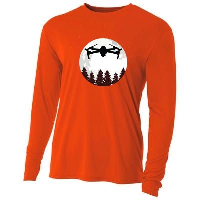 Drone Pilot Full Moon Funny FPV Drone Quadcopter Cooling Performance Long Sleeve Crew