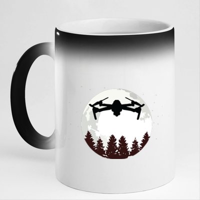 Drone Pilot Full Moon Funny FPV Drone Quadcopter 11oz Black Color Changing Mug