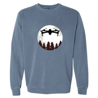 Drone Pilot Full Moon Funny FPV Drone Quadcopter Garment-Dyed Sweatshirt