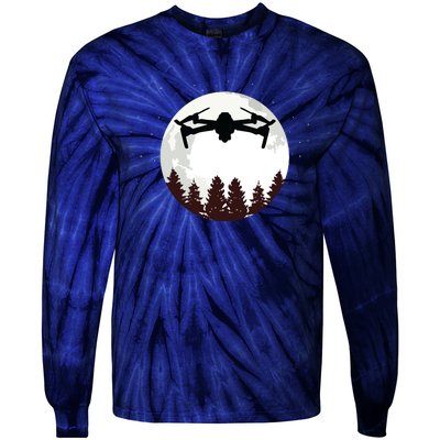 Drone Pilot Full Moon Funny FPV Drone Quadcopter Tie-Dye Long Sleeve Shirt