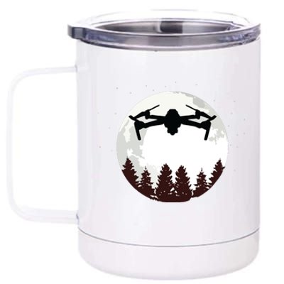 Drone Pilot Full Moon Funny FPV Drone Quadcopter 12 oz Stainless Steel Tumbler Cup