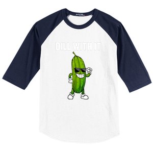 Dill Pickle Funny Cucumber Pickle Lover Gift Baseball Sleeve Shirt