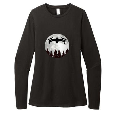 Drone Pilot Full Moon Funny FPV Drone Quadcopter Womens CVC Long Sleeve Shirt