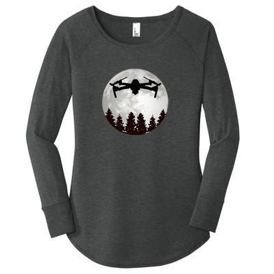 Drone Pilot Full Moon Funny FPV Drone Quadcopter Women's Perfect Tri Tunic Long Sleeve Shirt