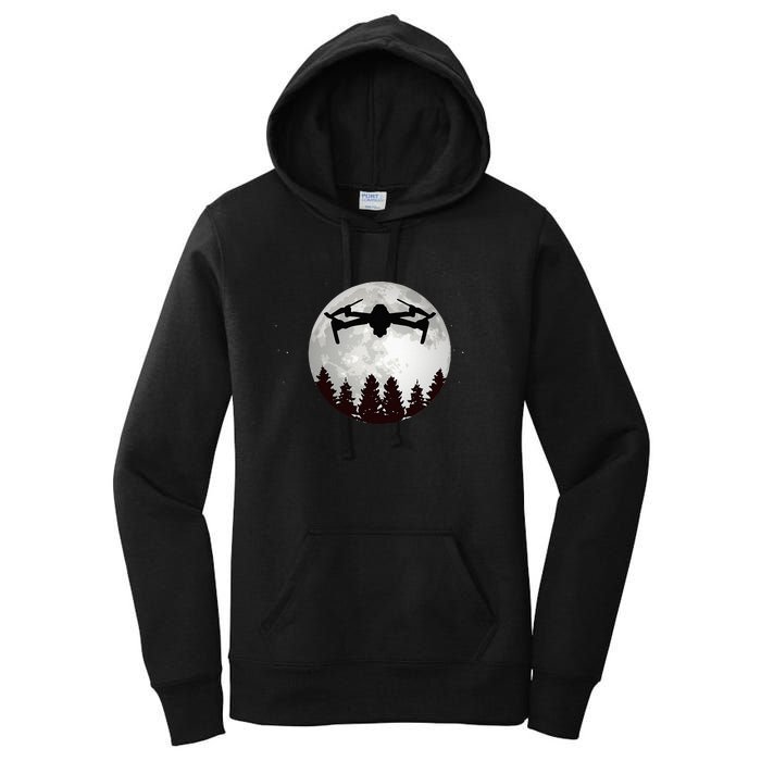 Drone Pilot Full Moon Funny FPV Drone Quadcopter Women's Pullover Hoodie