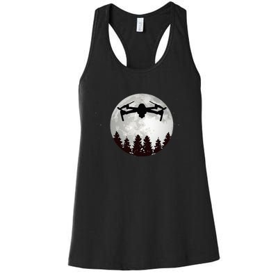 Drone Pilot Full Moon Funny FPV Drone Quadcopter Women's Racerback Tank