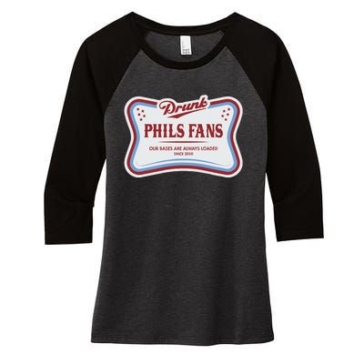 Drunk Phils Fans High Life New Women's Tri-Blend 3/4-Sleeve Raglan Shirt