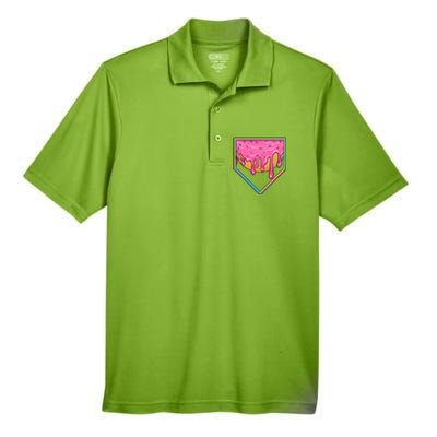 Dripping Pink Frosting Donut Baseball Diamond Home Plate Men's Origin Performance Piqué Polo