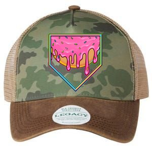 Dripping Pink Frosting Donut Baseball Diamond Home Plate Legacy Tie Dye Trucker Hat