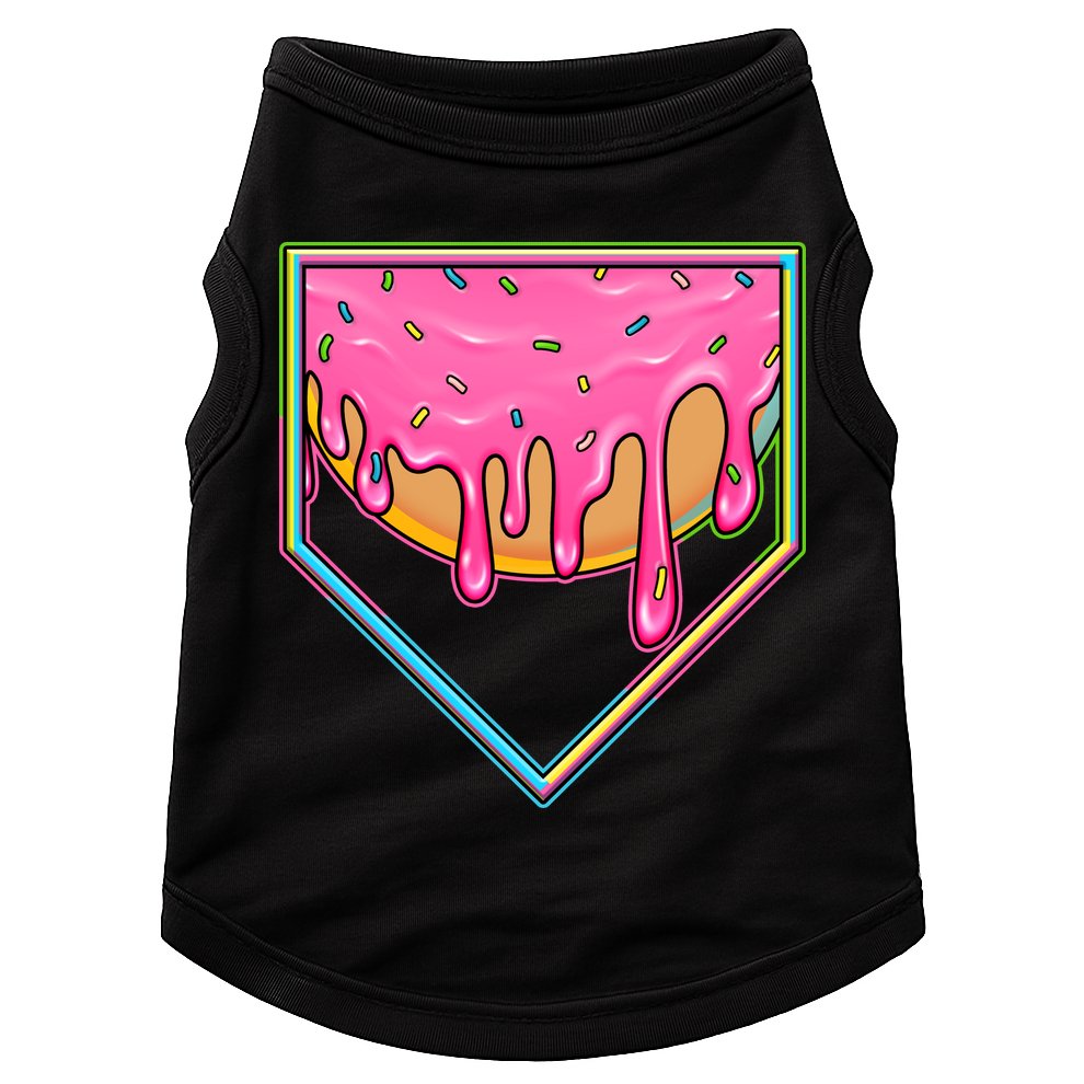 Dripping Pink Frosting Donut Baseball Diamond Home Plate Doggie Tank