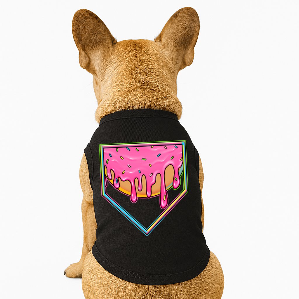 Dripping Pink Frosting Donut Baseball Diamond Home Plate Doggie Tank