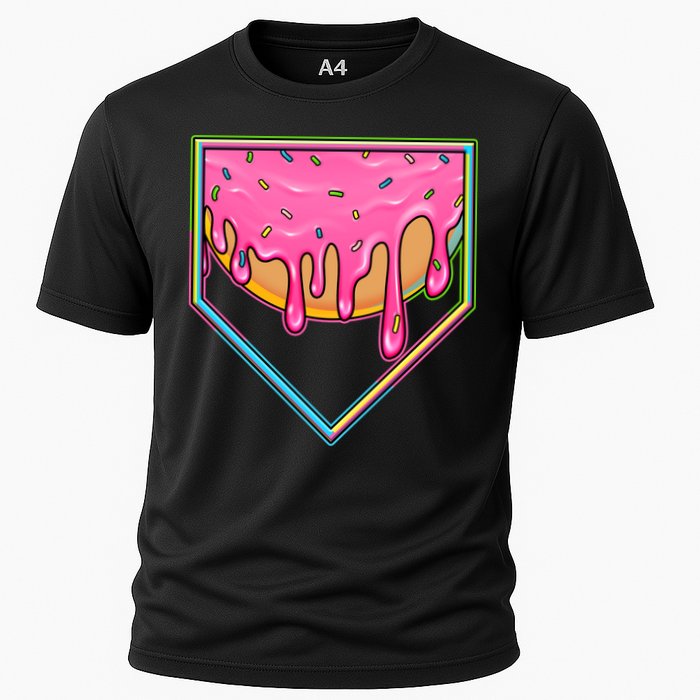 Dripping Pink Frosting Donut Baseball Diamond Home Plate Performance Shirt