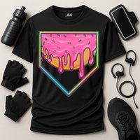 Dripping Pink Frosting Donut Baseball Diamond Home Plate Performance Shirt