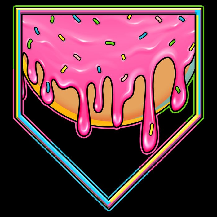Dripping Pink Frosting Donut Baseball Diamond Home Plate Performance Shirt