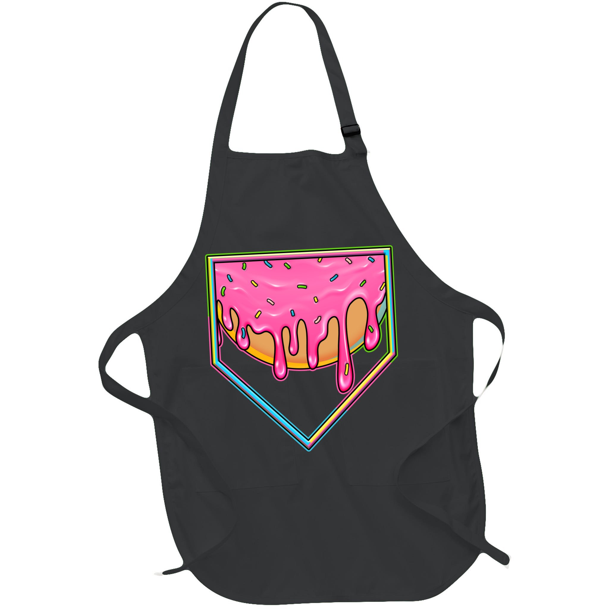 Dripping Pink Frosting Donut Baseball Diamond Home Plate Apron