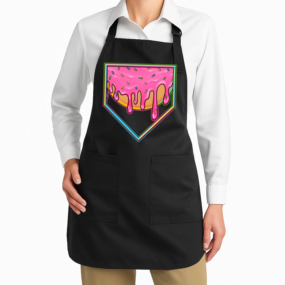 Dripping Pink Frosting Donut Baseball Diamond Home Plate Apron