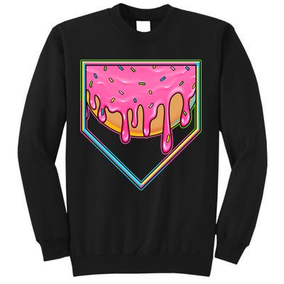 Dripping Pink Frosting Donut Baseball Diamond Home Plate Sweatshirt