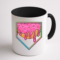 Dripping Pink Frosting Donut Baseball Diamond Home Plate Mug