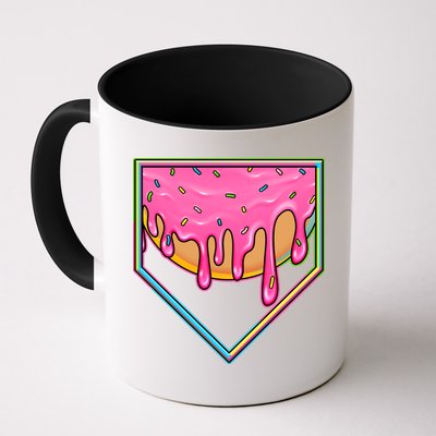 Dripping Pink Frosting Donut Baseball Diamond Home Plate Mug