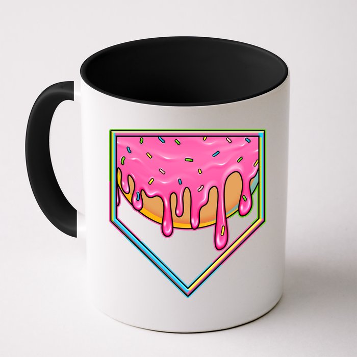 Dripping Pink Frosting Donut Baseball Diamond Home Plate Mug