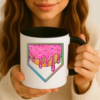 Dripping Pink Frosting Donut Baseball Diamond Home Plate Mug