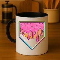 Dripping Pink Frosting Donut Baseball Diamond Home Plate Mug