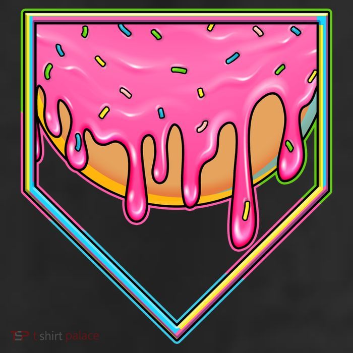 Dripping Pink Frosting Donut Baseball Diamond Home Plate 11oz C Handle Ceramic Mug