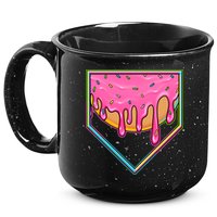 Dripping Pink Frosting Donut Baseball Diamond Home Plate 15oz Campfire Ceramic Mug