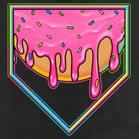 Dripping Pink Frosting Donut Baseball Diamond Home Plate 15oz Campfire Ceramic Mug