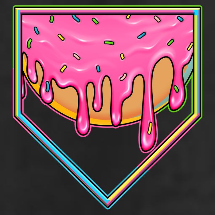 Dripping Pink Frosting Donut Baseball Diamond Home Plate 15oz Campfire Ceramic Mug